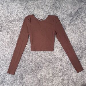 White Fox Long Sleeve Crop Top